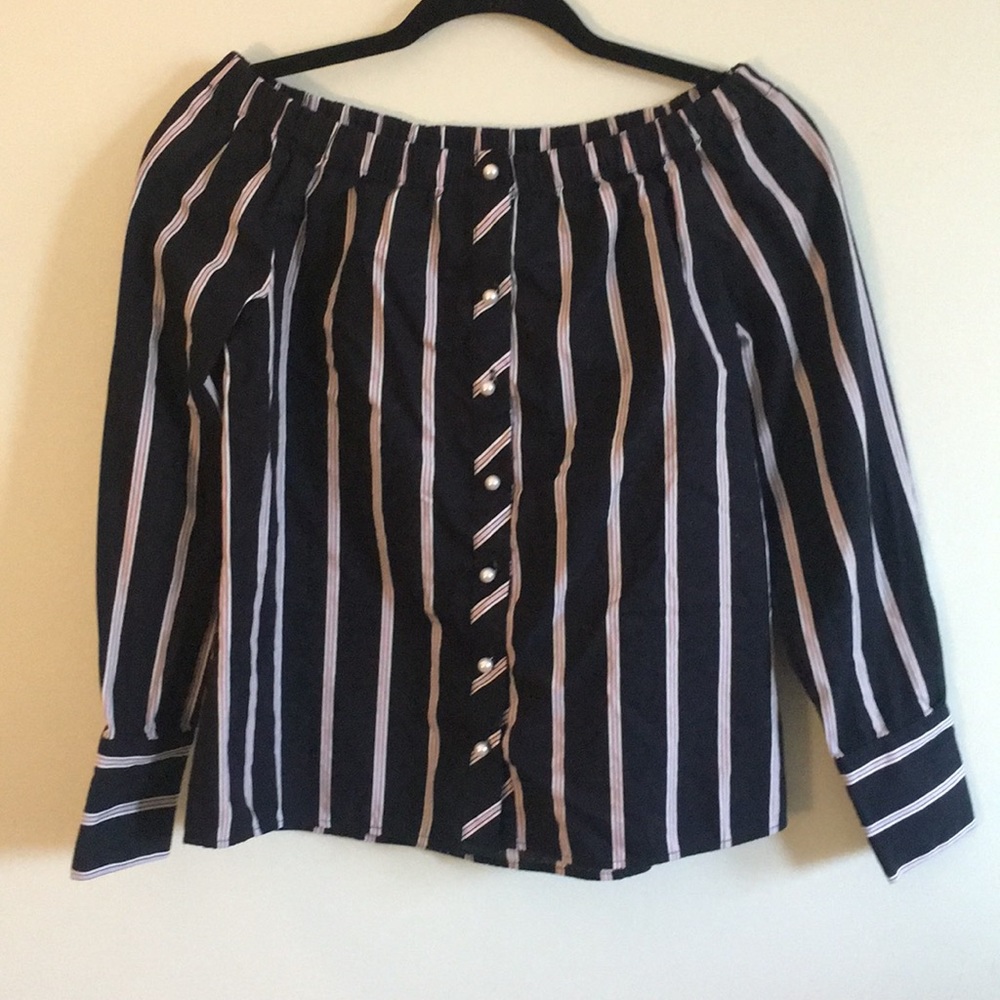 Zara Off the Shoulders Striped Top